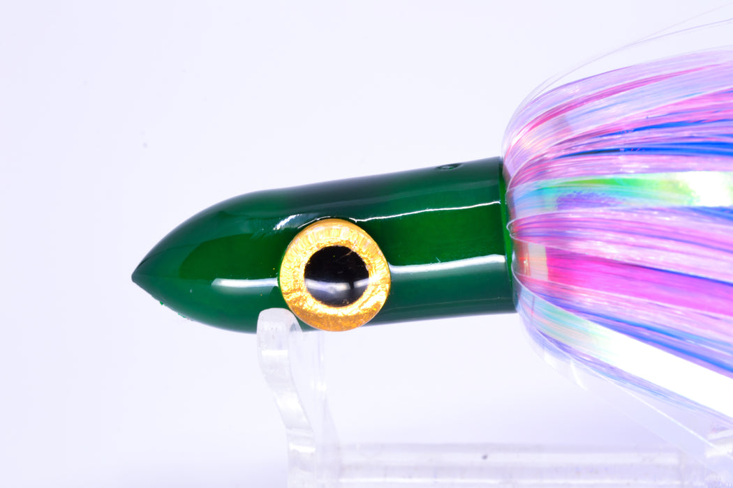 Iland Lures Flasher Series Crystal-Pink-Blue Hair Green Head Jr. Dredge Ilander 6.5" 1oz DJR452F-CY/EPK/EBLMIX
