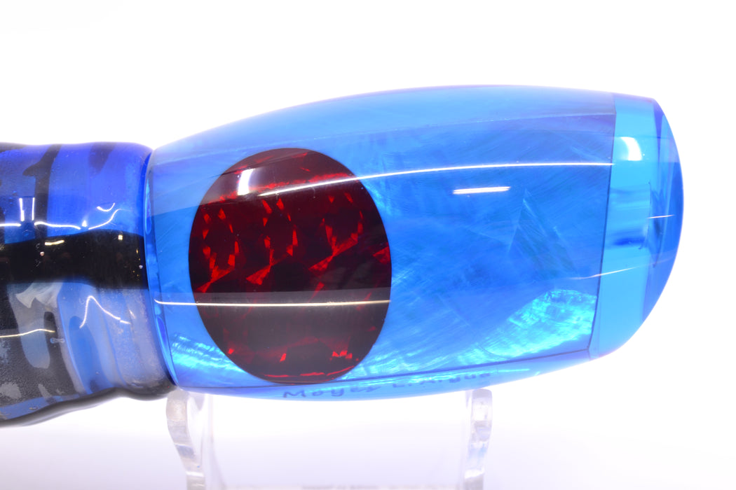 Moyes Lures Blue Angel Wing MOP Red Eyes Large Argus 14" 10oz Skirted Blue Skipjack