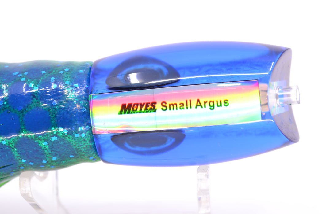 Moyes Lures Blue-Green Oil Slick Blue Back Taxi Eyes Small Argus 9" 3.5oz Skirted