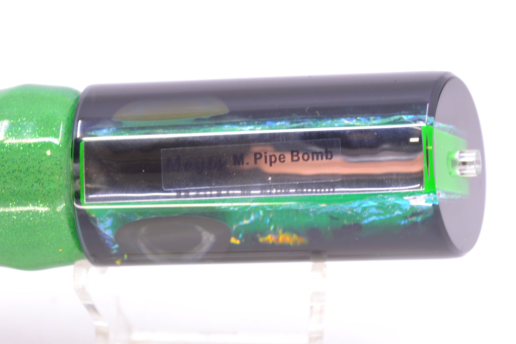 Moyes Lures Green-Orange Dichro Black Back Medium Pipe Bomb 12" 7.5oz FT Vinyl Green Tiger