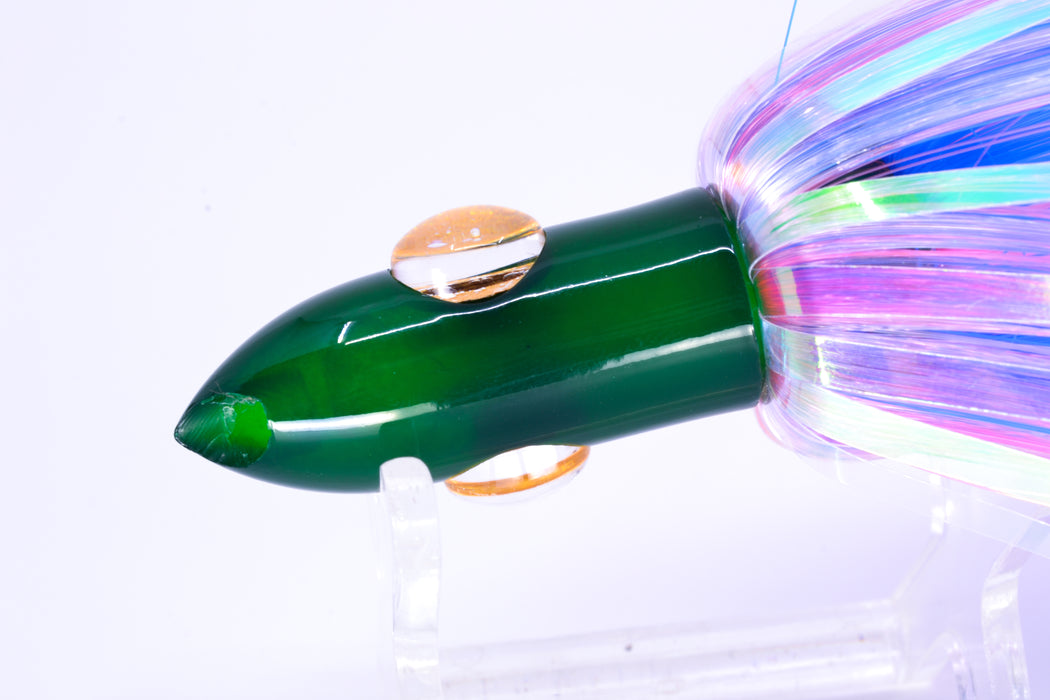 Iland Lures Flasher Series Crystal-Pink-Blue Hair Green Head Jr. Dredge Ilander 6.5" 1oz DJR452F-CY/EPK/EBLMIX