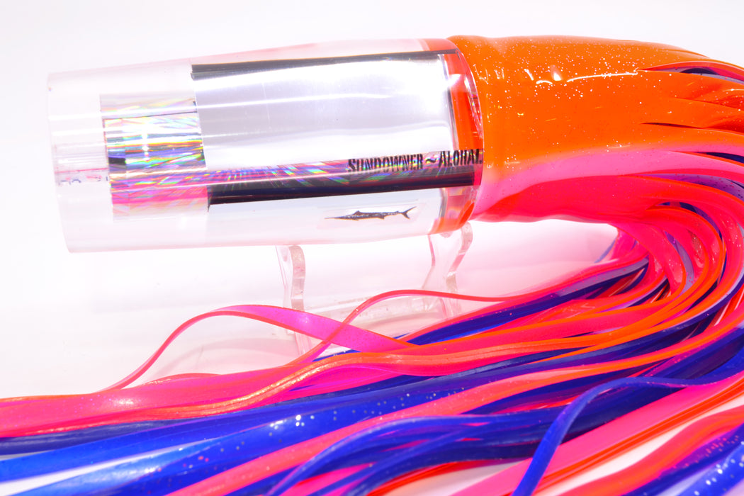 Aloha Lures Mirrored Silver Rainbow Starburst Sundowner 14" 11.5oz Skirted Orange-Pink/Blue