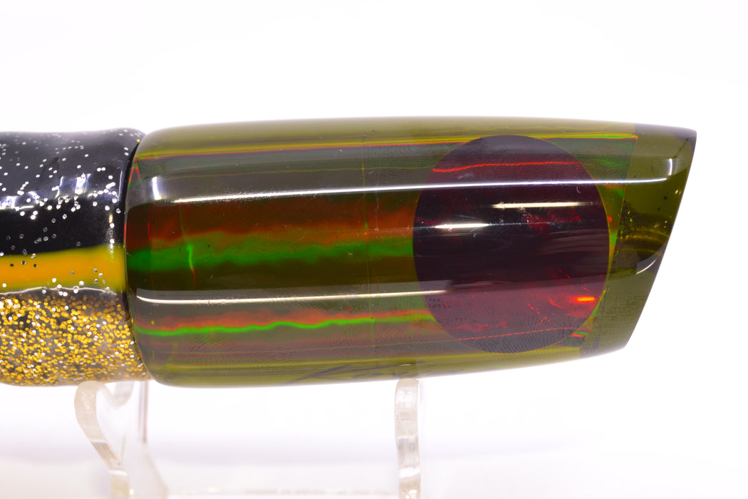 Koya Lures Smoke Rainbow Red Eyes Small 614 10" 6oz Skirted Black-Yellow-Gold GZE