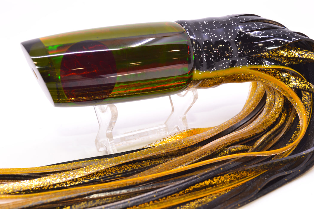 Koya Lures Smoke Rainbow Red Eyes Small 614 10" 6oz Skirted Black-Yellow-Gold GZE