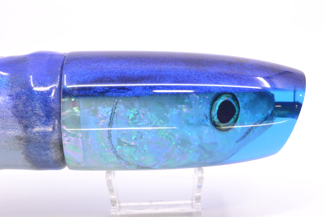 Ali'i Kai Lures Ice Blue Shell Blue Back Fish Head XL Plunger 16" 15.5oz FT Vinyl Blueberry