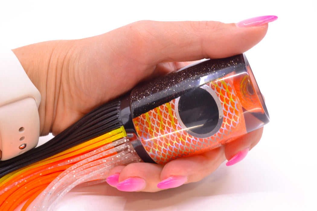 Amaral Lures Orange Pearl Rainbow Scale Yellow Stripes Black Back Super Jararaca 15" 6.7oz