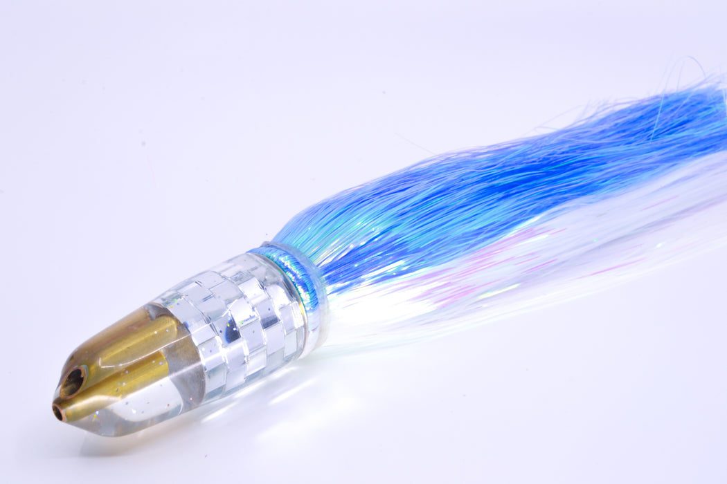 Tanigawa Lures Clear Mirrored Disco Ball 2-Hole Bullet 7" 6oz Flashabou Blue-White/White