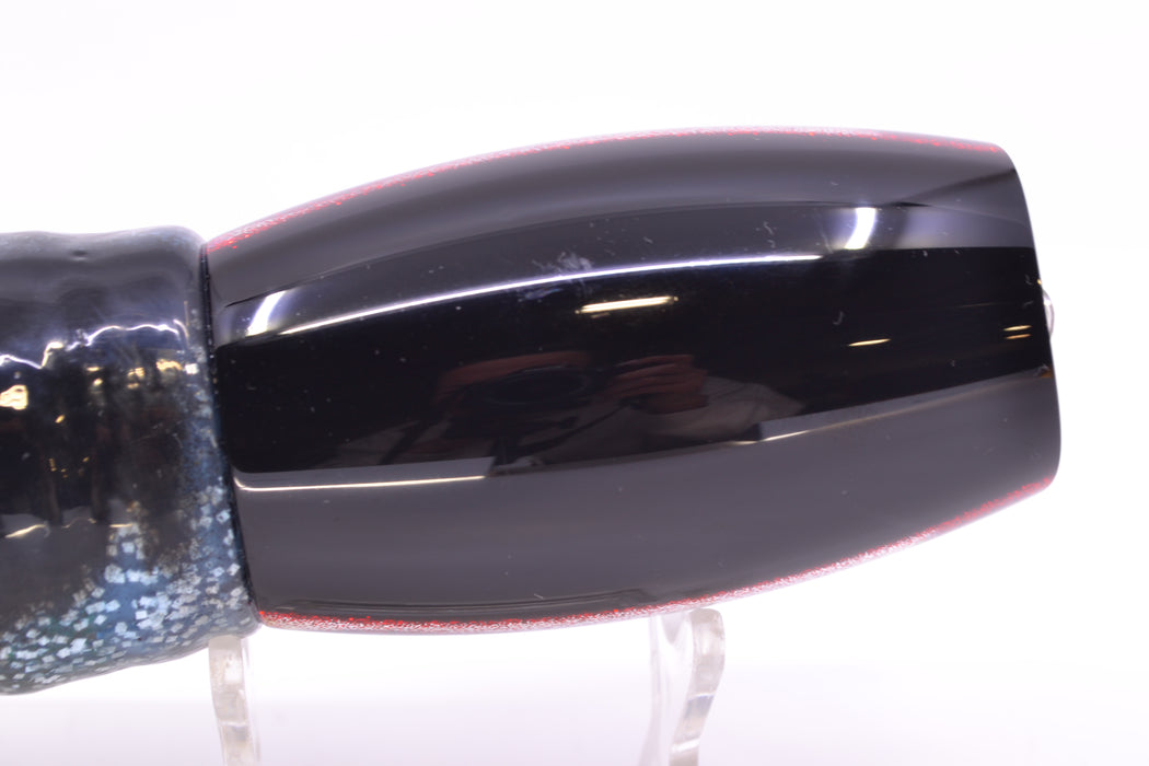 Moyes Lures Rainbow MOP Black-Red Back Taxi Eyes Large Argus 14" 10oz Skirted Evil