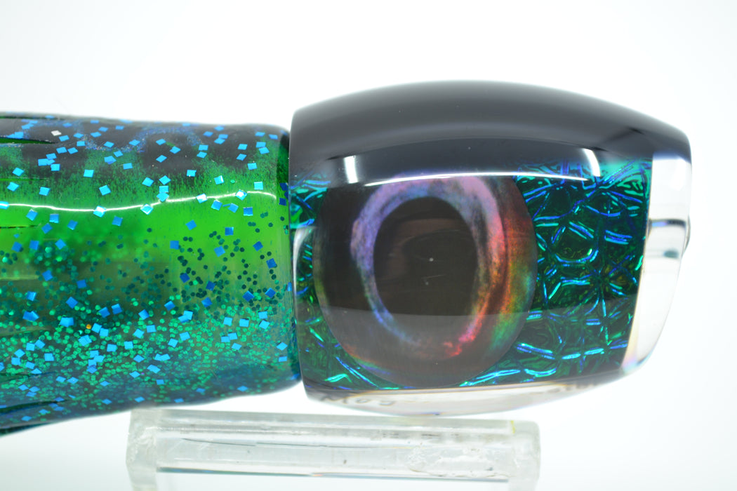 Moyes Lures Green-Blue Oil Slick Black Back Small Blaster 9" 4.5oz Skirted #2