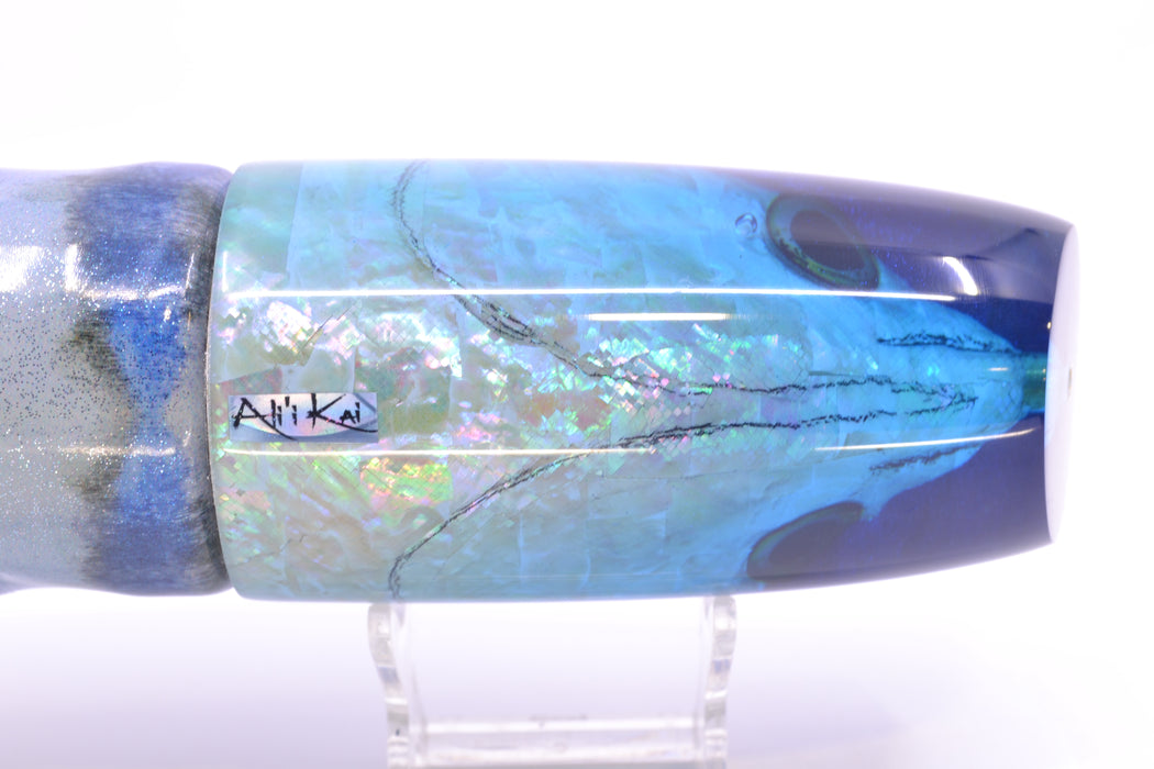 Ali'i Kai Lures Ice Blue Shell Blue Back Fish Head XL Plunger 16" 15.5oz FT Vinyl Blueberry