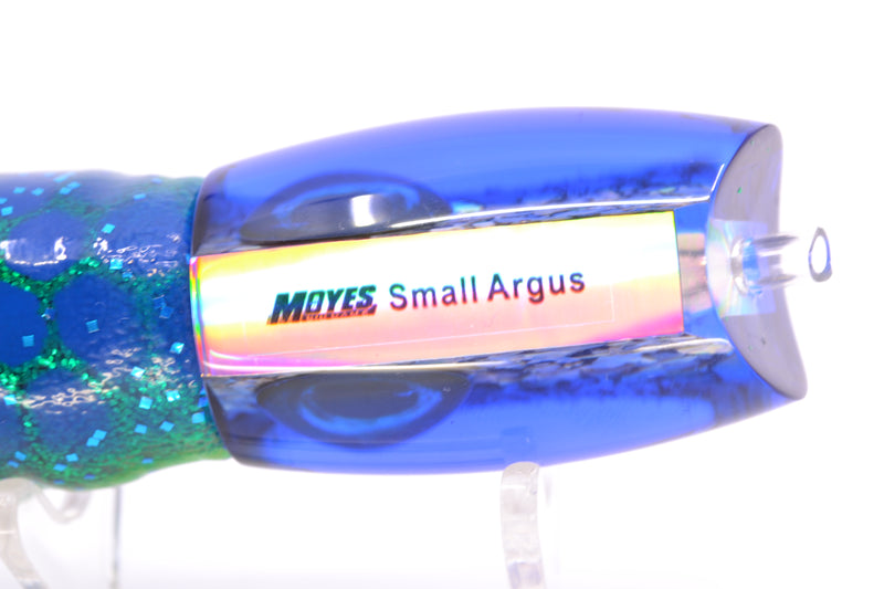 Moyes Lures S&P MOP Blue Back Taxi Eyes Small Argus 9" 3.5oz Skirted Black Aurora