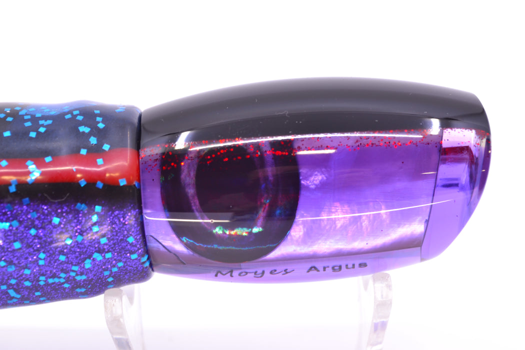 Moyes Lures Purple MOP Black-Red Back Medium Argus 12" 6.5oz Skirted Black & Blue-Purple