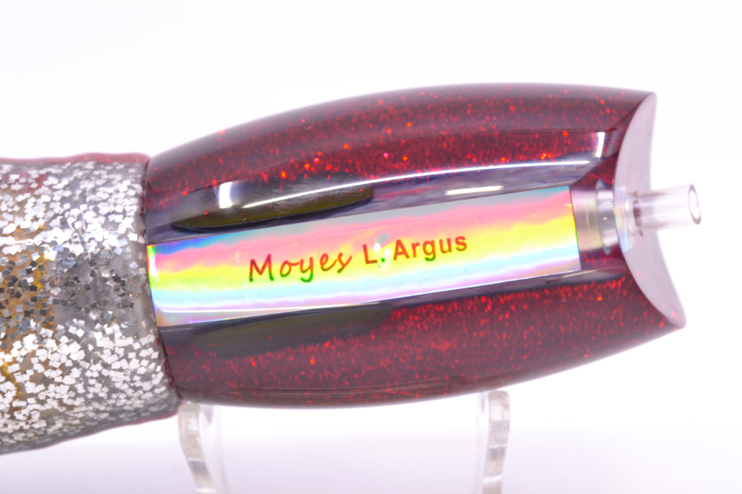 Moyes Lures Rainbow MOP Black-Red Back Taxi Eyes Large Argus 14" 10oz Skirted Evil