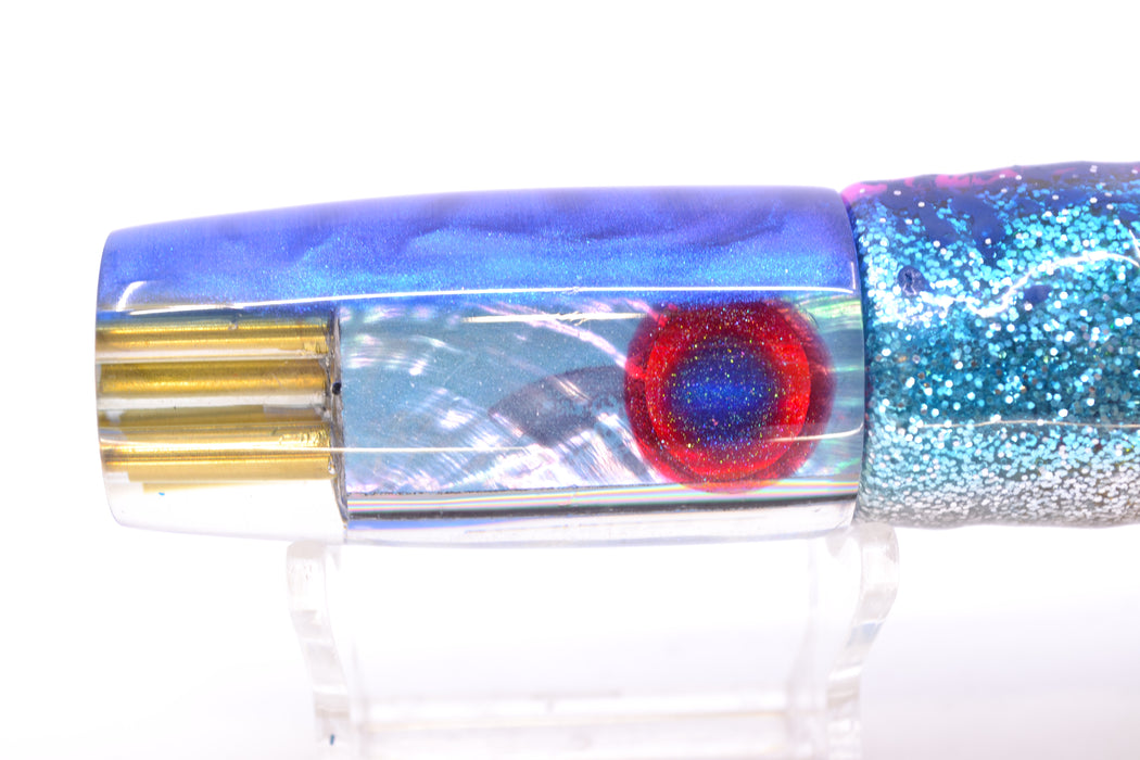 Big Reidee Ice Blue MOP Blue Back Black-Red Eyes 4-Hole Pusher 9" 6.6oz Skirted