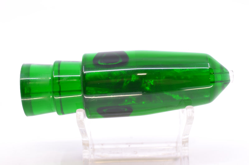 Moyes Lures White MOP Green Back Taxi Eyes Sicario Bullet 8" 4oz