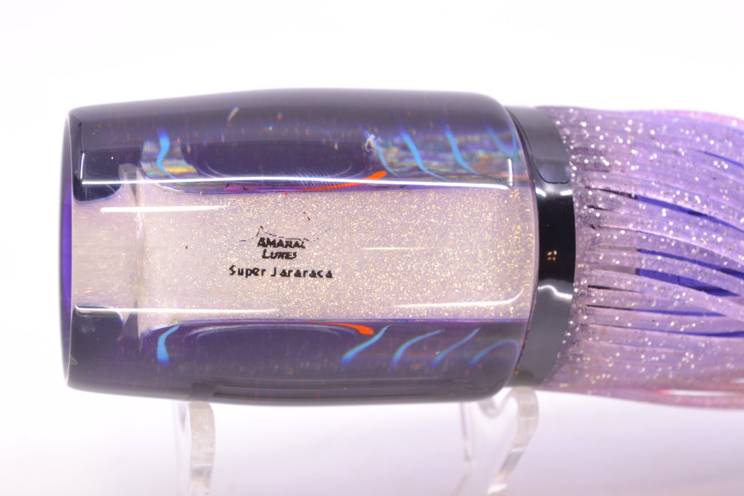 Amaral Lures Purple Marbled Abalone Pearl Ice Blue Stripes Purple Back Super Jararaca 15" 6.7oz