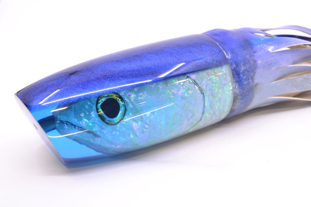 Ali'i Kai Lures Ice Blue Shell Blue Back Fish Head XL Plunger 16" 15.5oz FT Vinyl Blueberry
