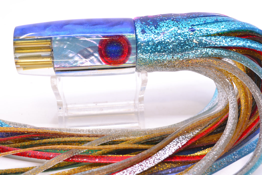 Big Reidee Ice Blue MOP Blue Back Black-Red Eyes 4-Hole Pusher 9" 6.6oz Skirted