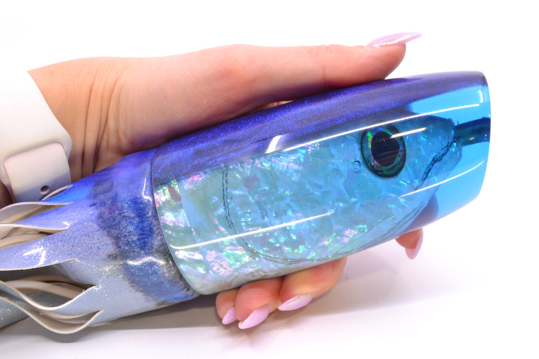 Ali'i Kai Lures Ice Blue Shell Blue Back Fish Head XL Plunger 16" 15.5oz FT Vinyl Blueberry