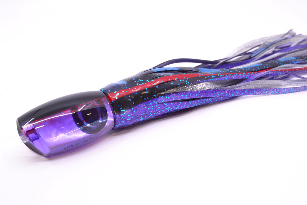 Moyes Lures Purple MOP Black-Red Back Medium Argus 12" 6.5oz Skirted Black & Blue-Purple