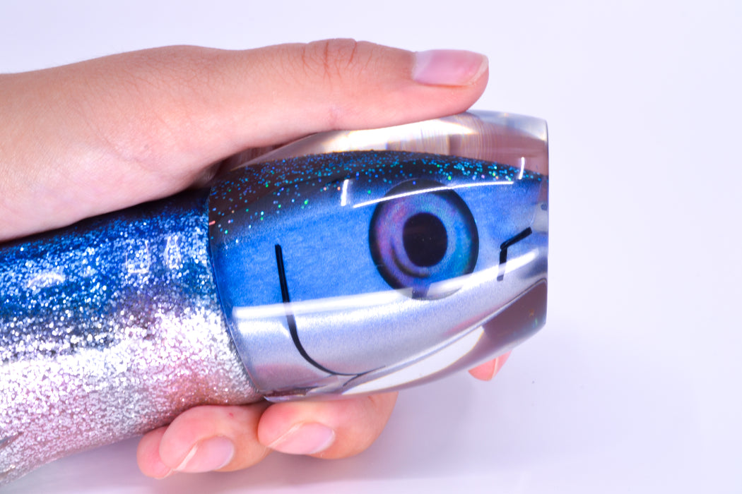 Aloha Lures Black-Blue Fish Head Bamboocha 12" 11.5oz Skirted Blue Aurora