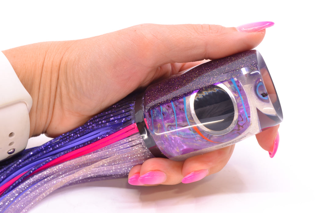 Amaral Lures Purple Marbled Abalone Pearl Ice Blue Stripes Purple Back Super Jararaca 15" 6.7oz