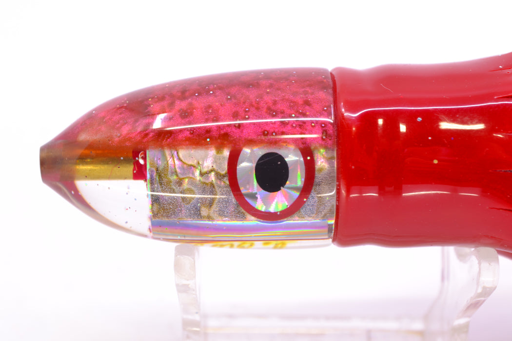 Bomboy Lures White Abalone Red Back Baby Bomb 9" 5oz Skirted Red/Silver