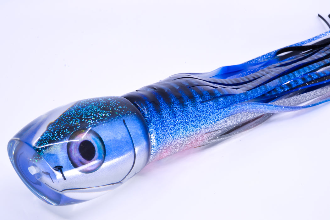 Aloha Lures Black-Blue Fish Head Bamboocha 12" 11.5oz Skirted Blue Aurora