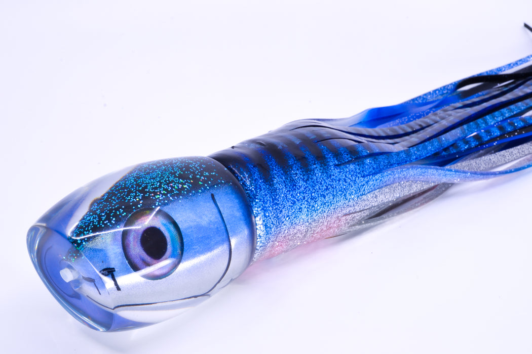 Aloha Lures Black-Blue Fish Head Bamboocha 12" 11.5oz Skirted Blue Aurora