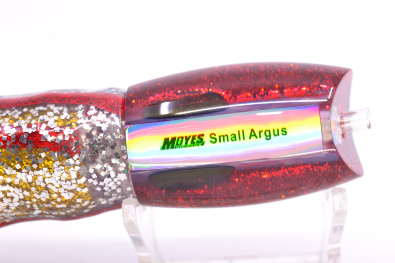 Moyes Lures Rainbow MOP Black-Red Back Taxi Eyes Small Argus 9" 3.5oz Skirted Evil