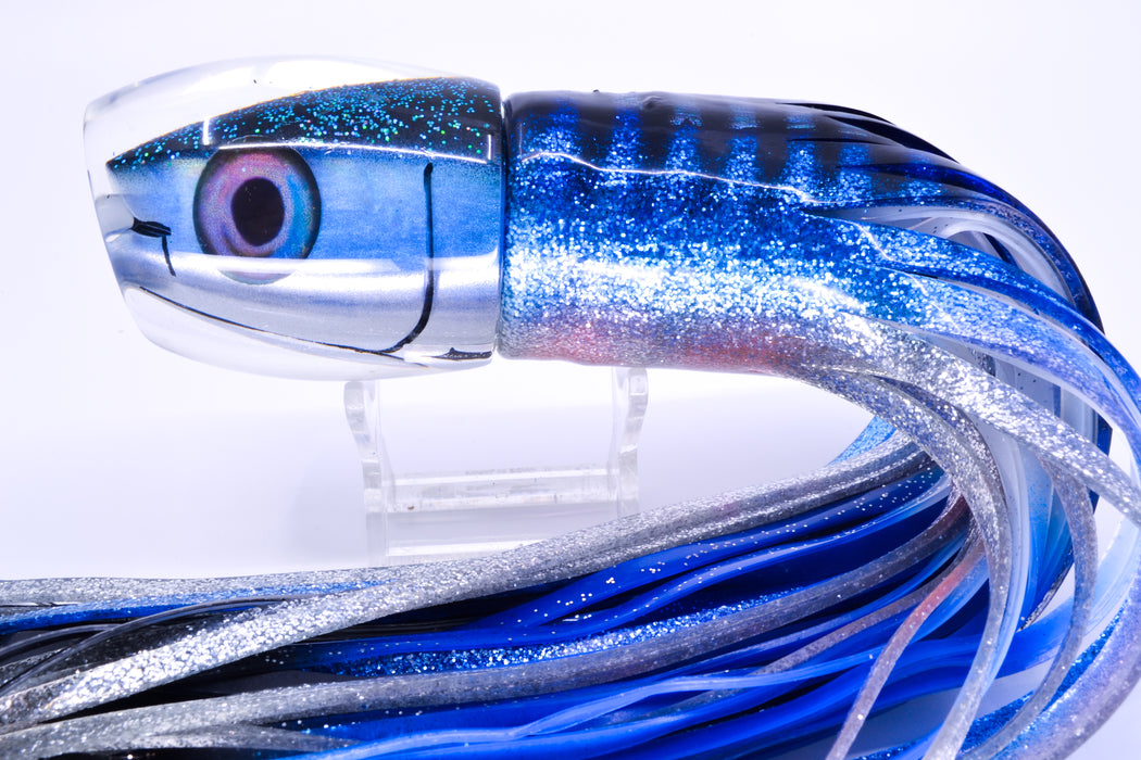 Aloha Lures Black-Blue Fish Head Bamboocha 12" 11.5oz Skirted Blue Aurora