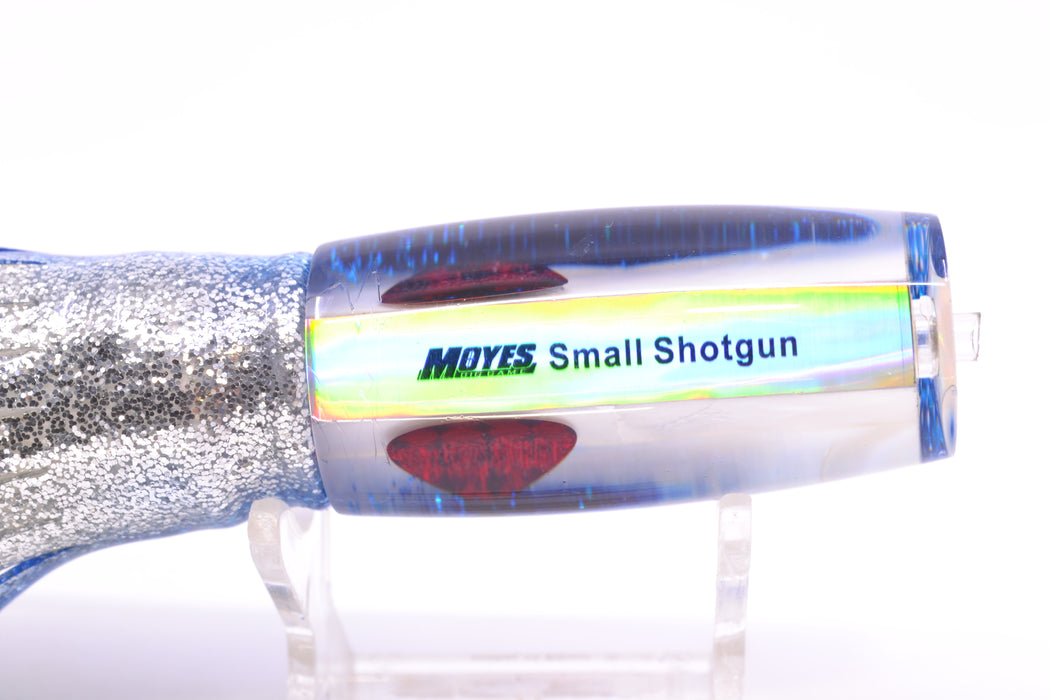 Moyes Lures White MOP Blue Glitter Back Small Shotgun 9" 4oz Skirted Blue Aurora *SCRATCHED*