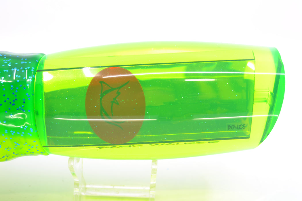 Bonze Lures Chartreuse Mirrored Red Eyes Bankwalker Teaser 16" 26oz Skirted Mahi