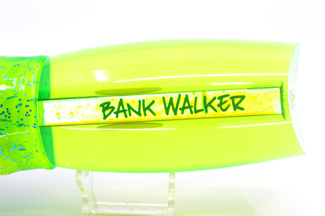 Bonze Lures Chartreuse Mirrored Red Eyes Bankwalker Teaser 16" 26oz Skirted Mahi