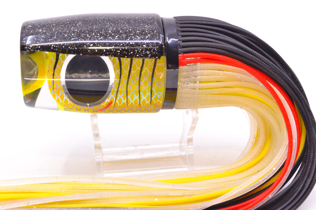 Amaral Lures Yellow Pearl Rainbow Scale Black Stripes Black Back Super Jararaca 15" 6.7oz