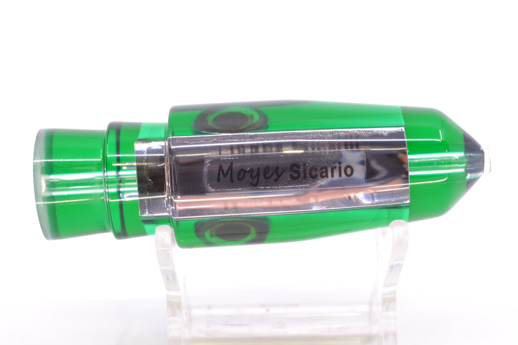Moyes Lures Clear Mirrored Green Back Taxi Eyes Sicario Bullet 8" 4oz