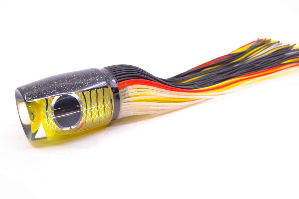 Amaral Lures Yellow Pearl Rainbow Scale Black Stripes Black Back Super Jararaca 15" 6.7oz