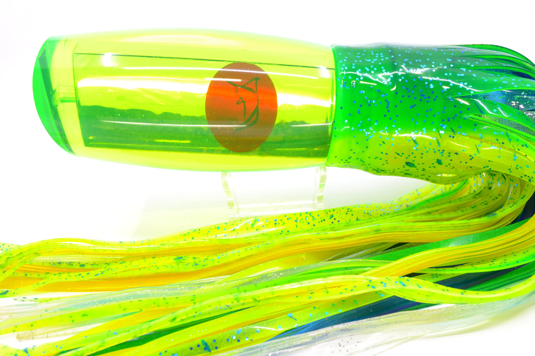 Bonze Lures Chartreuse Mirrored Red Eyes Bankwalker Teaser 16" 26oz Skirted Mahi