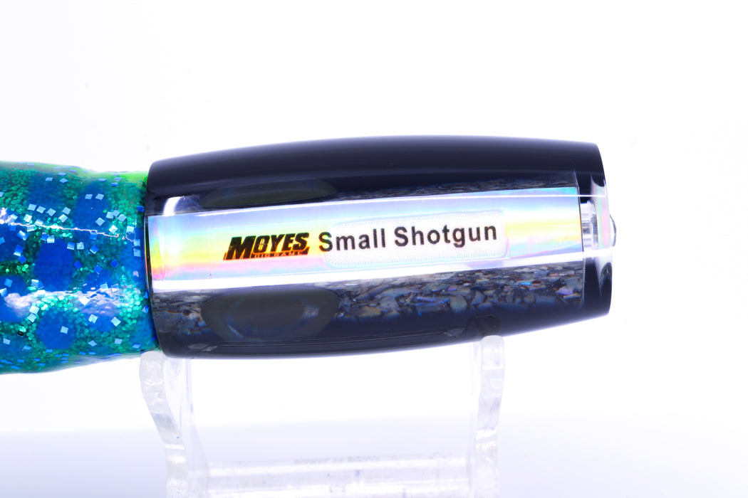 Moyes Lures S&P MOP Black Back Small Shotgun 9" 4oz Skirted Black Dots-Blue Dots