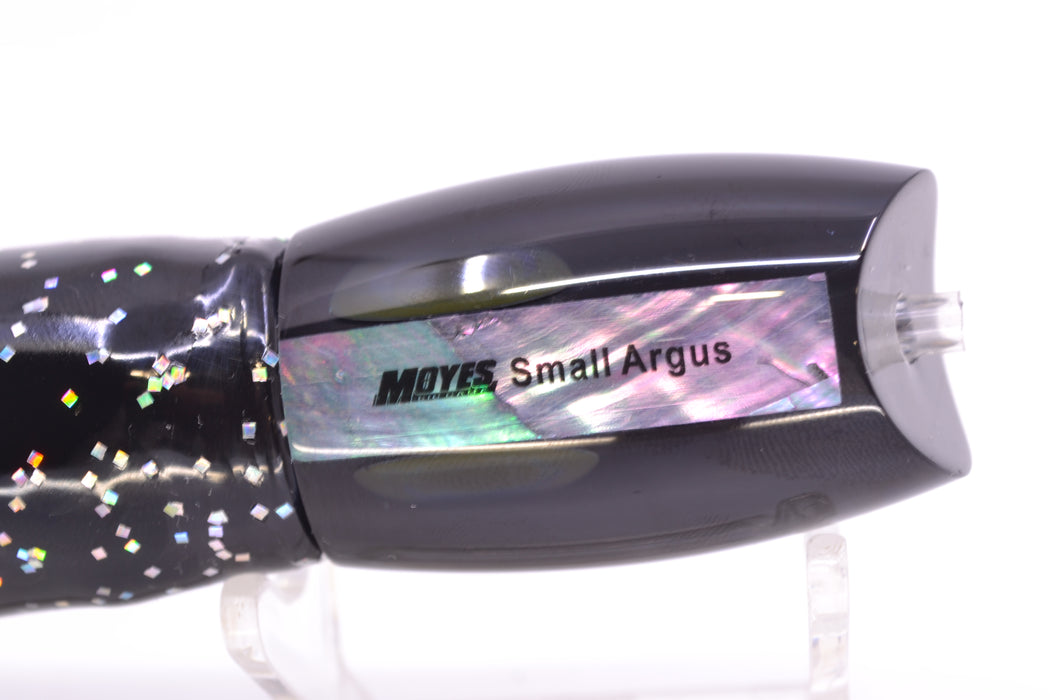 Moyes Lures Black Pearl Black Back Taxi Eyes Small Argus 9" 3.5oz Skirted Black/Purple