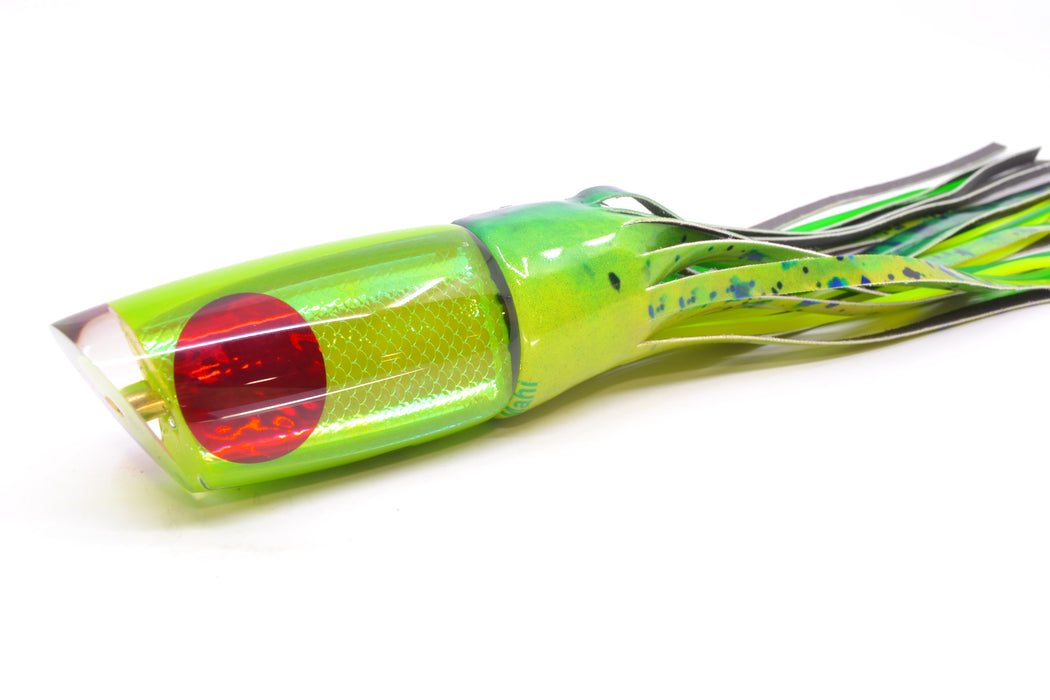 Koya Lures Lime Green Rainbow Scale Red Eyes Medium Poi Dog 14" 10oz FT Vinyl Mahi