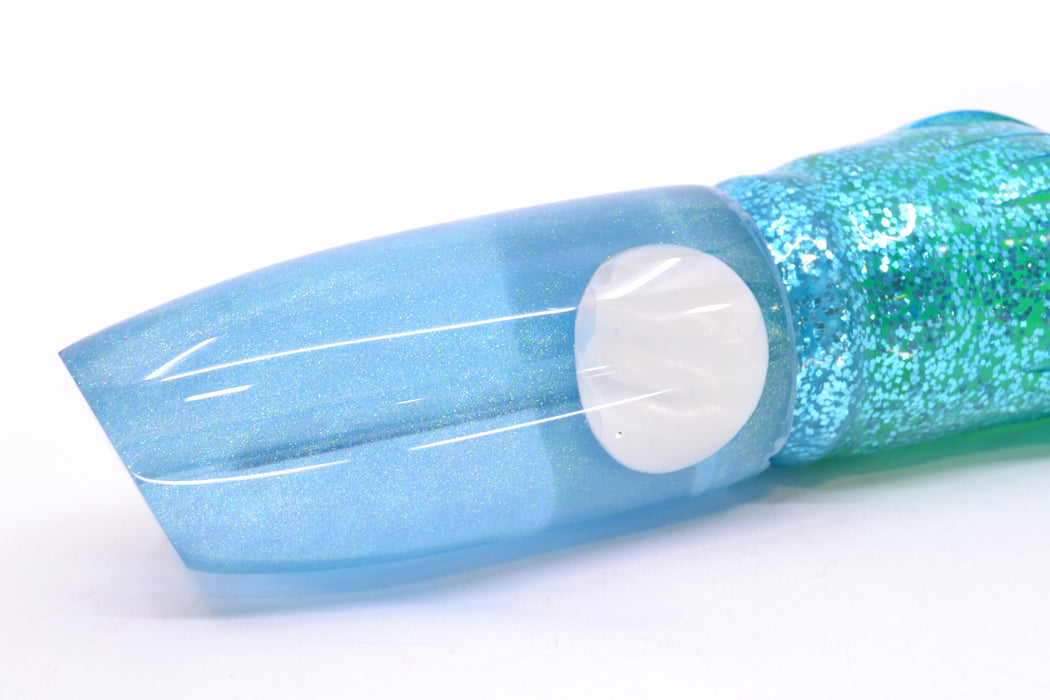 Joe Yee Lures by KEGZ Blue Iridescent Pearl Real Shell Eyes Super Plunger 14" 13.5oz Skirted