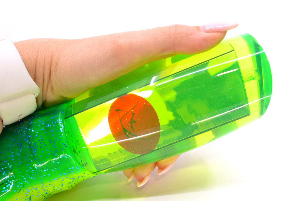 Bonze Lures Chartreuse Mirrored Red Eyes Bankwalker Teaser 16" 26oz Skirted Mahi