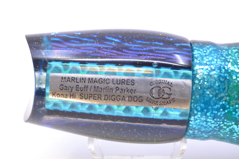 Marlin Magic Ice Blue-Akule Lava Black Back Super Digga Dog 16" 15.5oz Skirted Black-Ice Blue
