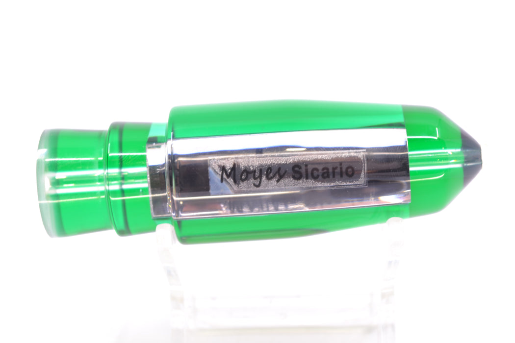 Moyes Lures Clear Mirrored Green Back No Eyes Sicario Bullet 8" 4oz