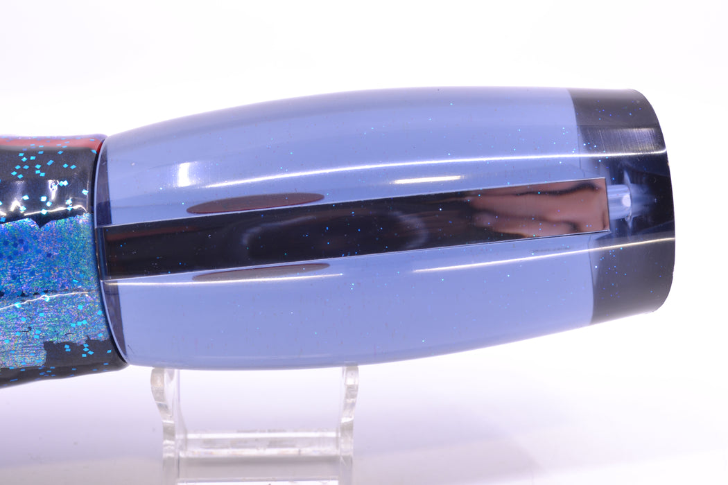 Bonze Lures Smoke Mirrored Red Eyes Bankwalker Teaser 16" 26oz Skirted Black-Blue-Purple