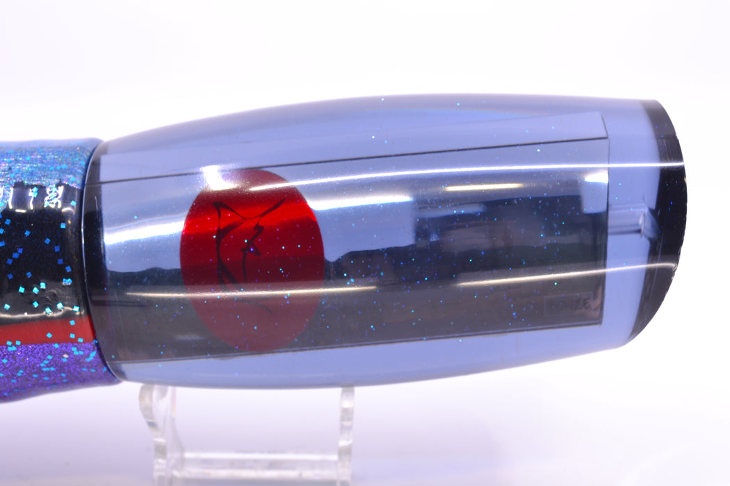 Bonze Lures Smoke Mirrored Red Eyes Bankwalker Teaser 16" 26oz Skirted Black-Blue-Purple