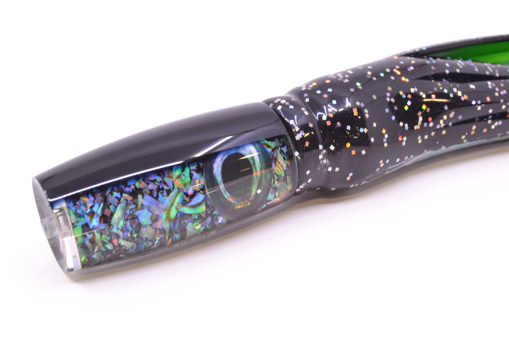 Moyes Lures S&P Black Back Taxi Eyes Small Shotgun 9" 4oz Skirted Black Aurora