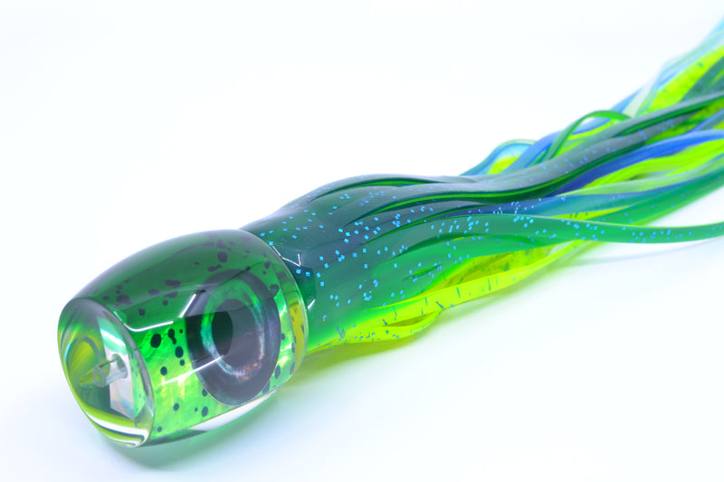 Moyes Lures Mahi MOP Green Back Taxi Eyes Large Secret 12" 6.5oz Skirted Mahi GZE