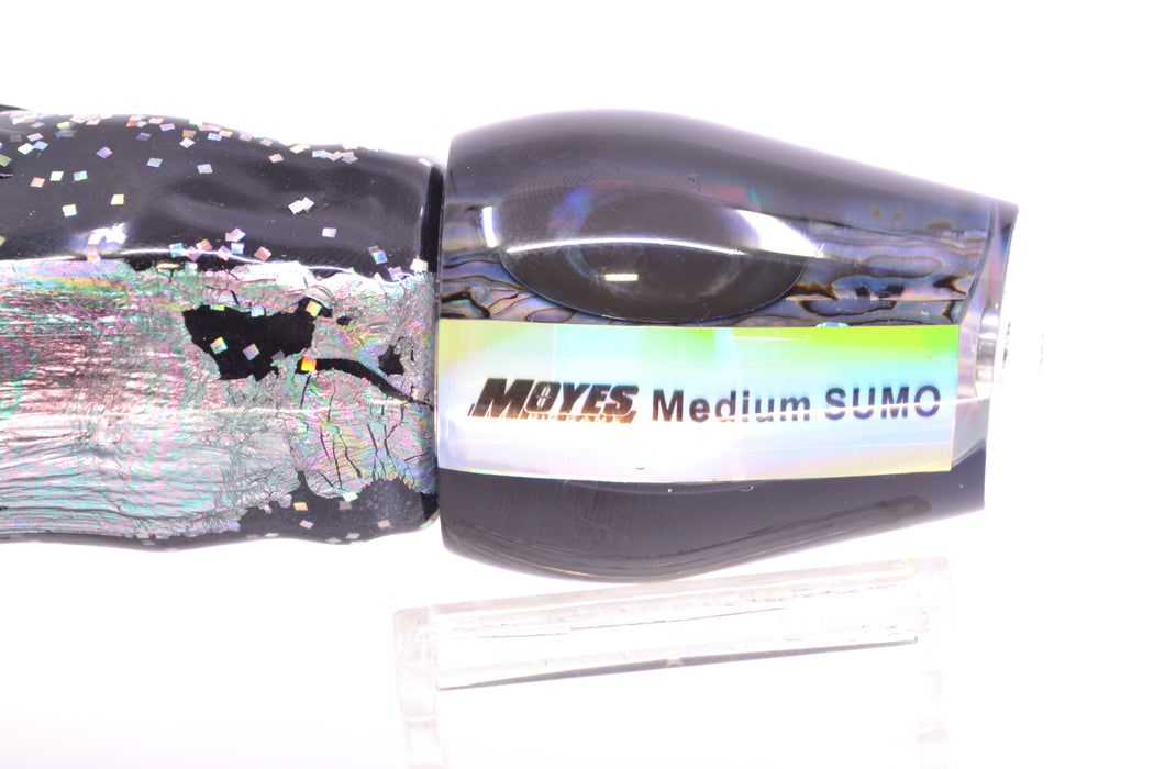 Moyes Lures Paua Shell Black Back Taxi Eyes Medium Sumo 12" 6.8oz Skirted Black GZE